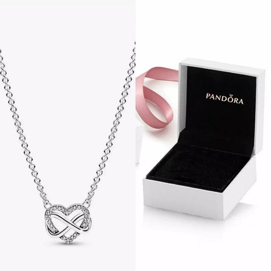 AUTHENTICPandora Pendant Necklace Sparkling Infinity Heart