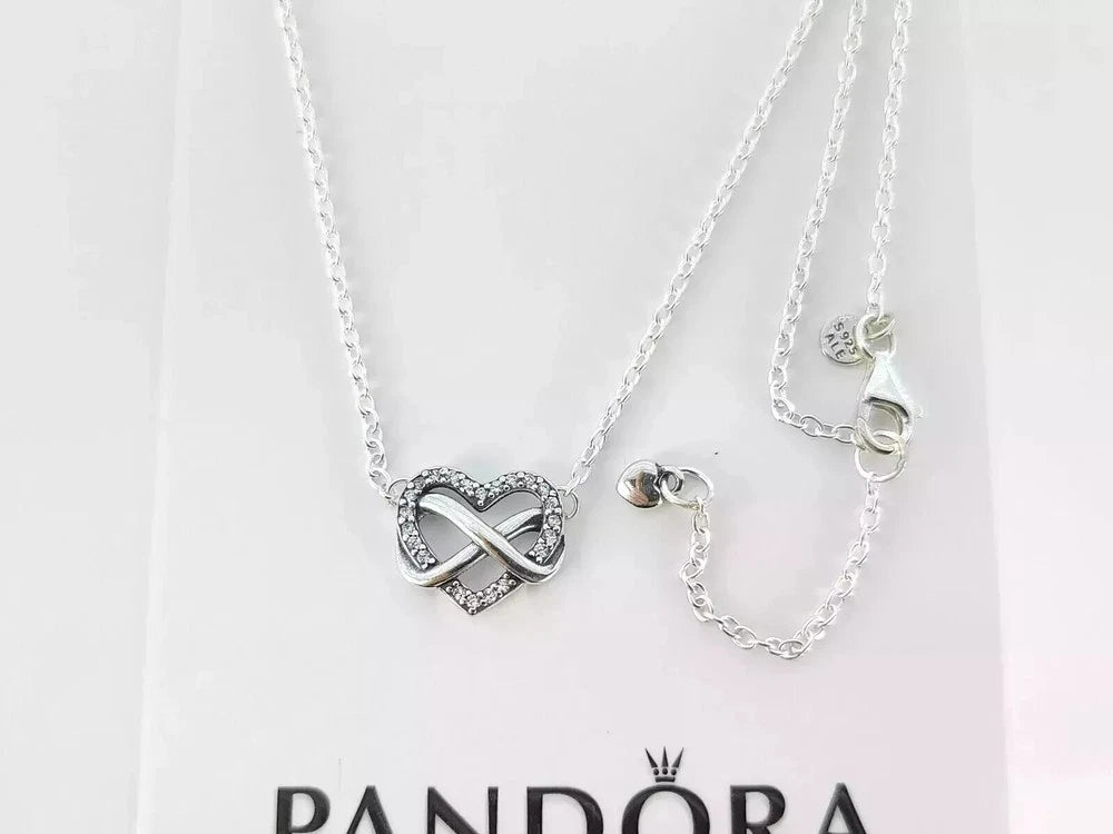 AUTHENTICPandora Pendant Necklace Sparkling Infinity Heart