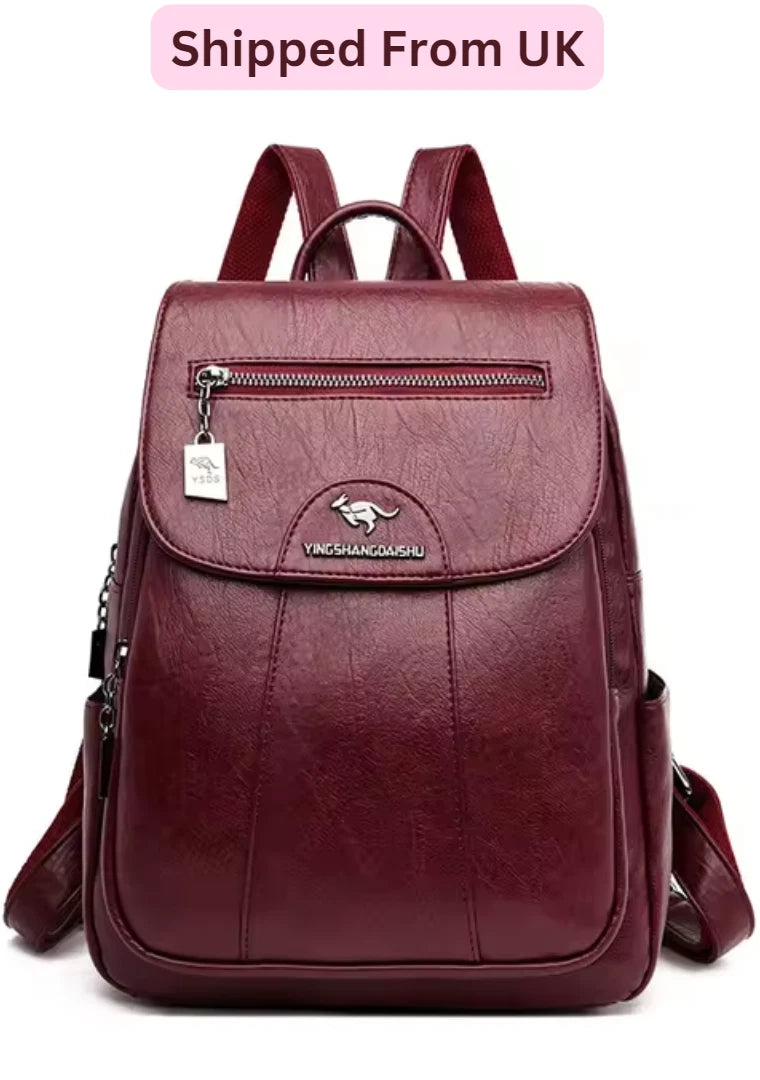 Women Backpack Soft Leather Vintage Shoulder Bag Casual Travel Ladies Female Bag flower