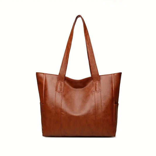 Vintage Style Brown Tote Large Capacity Casual Handbag for Women